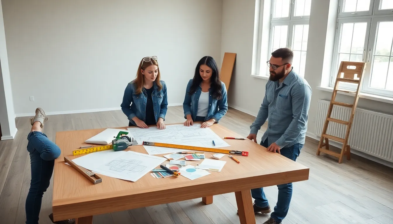 diverse team planning a DIY home renovation project.